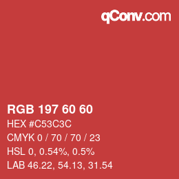 カラーコード: RGB 197 60 60 | qconv.com