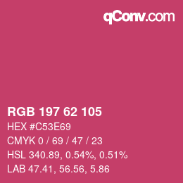 Color code: RGB 197 62 105 | qconv.com