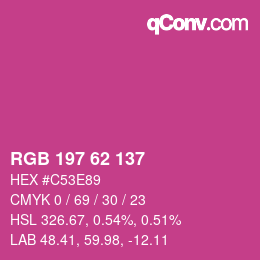 カラーコード: RGB 197 62 137 | qconv.com