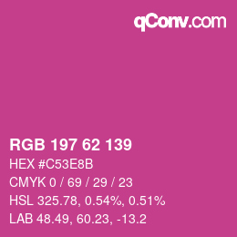 Color code: RGB 197 62 139 | qconv.com