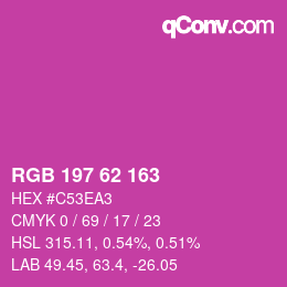 Color code: RGB 197 62 163 | qconv.com
