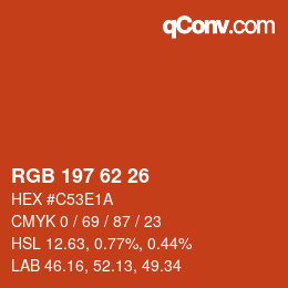 Color code: RGB 197 62 26 | qconv.com