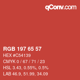 カラーコード: RGB 197 65 57 | qconv.com