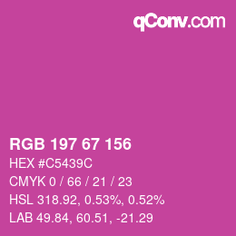 カラーコード: RGB 197 67 156 | qconv.com