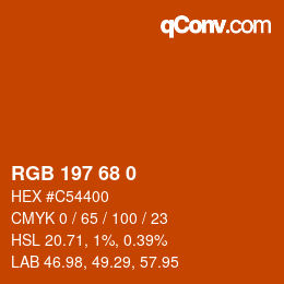 Color code: RGB 197 68 0 | qconv.com