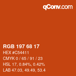 Color code: RGB 197 68 17 | qconv.com