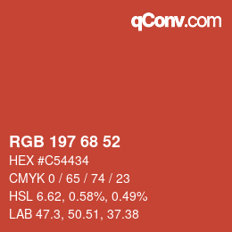 Color code: RGB 197 68 52 | qconv.com