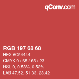Color code: RGB 197 68 68 | qconv.com