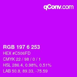 Color code: RGB 197 6 253 | qconv.com