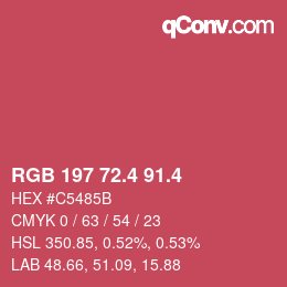 カラーコード: RGB 197 72.4 91.4 | qconv.com