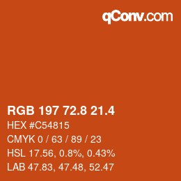 カラーコード: RGB 197 72.8 21.4 | qconv.com