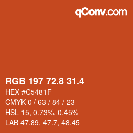 カラーコード: RGB 197 72.8 31.4 | qconv.com
