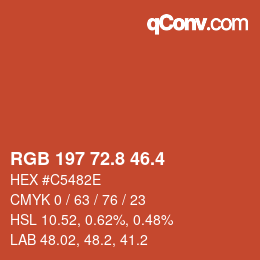 カラーコード: RGB 197 72.8 46.4 | qconv.com