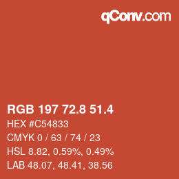 カラーコード: RGB 197 72.8 51.4 | qconv.com