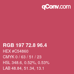 カラーコード: RGB 197 72.8 96.4 | qconv.com