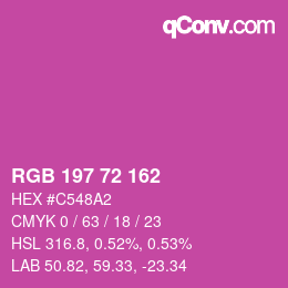 Color code: RGB 197 72 162 | qconv.com