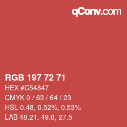 Color code: RGB 197 72 71 | qconv.com