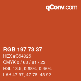 Código de color: RGB 197 73 37 | qconv.com