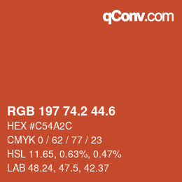 カラーコード: RGB 197 74.2 44.6 | qconv.com