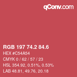 カラーコード: RGB 197 74.2 84.6 | qconv.com