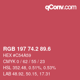 カラーコード: RGB 197 74.2 89.6 | qconv.com