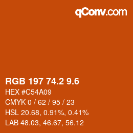 カラーコード: RGB 197 74.2 9.6 | qconv.com