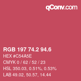 カラーコード: RGB 197 74.2 94.6 | qconv.com