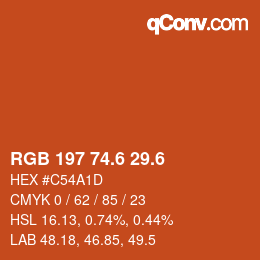 カラーコード: RGB 197 74.6 29.6 | qconv.com