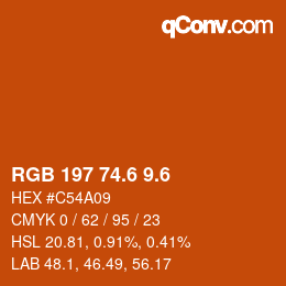 カラーコード: RGB 197 74.6 9.6 | qconv.com