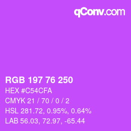 Color code: RGB 197 76 250 | qconv.com