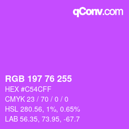 Color code: RGB 197 76 255 | qconv.com