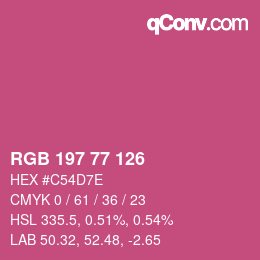 カラーコード: RGB 197 77 126 | qconv.com
