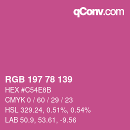 颜色代码: RGB 197 78 139 | qconv.com