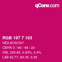 颜色代码: RGB 197 7 103 | qconv.com