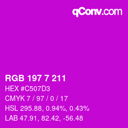 カラーコード: RGB 197 7 211 | qconv.com