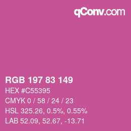 カラーコード: RGB 197 83 149 | qconv.com