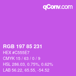 Color code: RGB 197 85 231 | qconv.com
