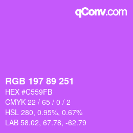 Color code: RGB 197 89 251 | qconv.com