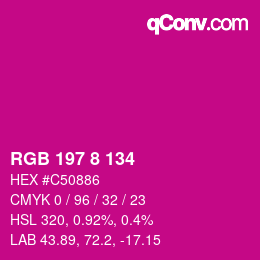 Color code: RGB 197 8 134 | qconv.com