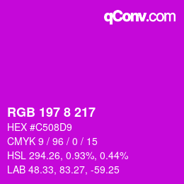 Color code: RGB 197 8 217 | qconv.com