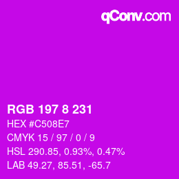 Color code: RGB 197 8 231 | qconv.com