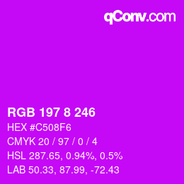 Color code: RGB 197 8 246 | qconv.com