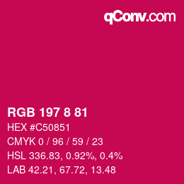 カラーコード: RGB 197 8 81 | qconv.com