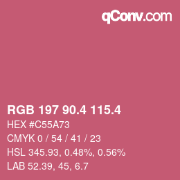 カラーコード: RGB 197 90.4 115.4 | qconv.com