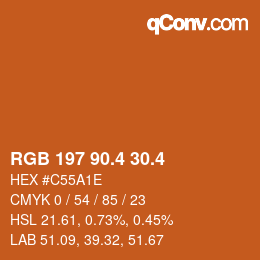カラーコード: RGB 197 90.4 30.4 | qconv.com