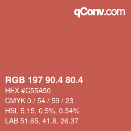 カラーコード: RGB 197 90.4 80.4 | qconv.com
