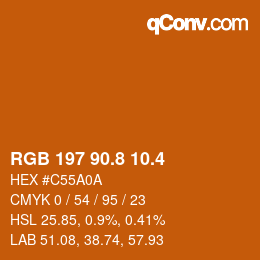 カラーコード: RGB 197 90.8 10.4 | qconv.com