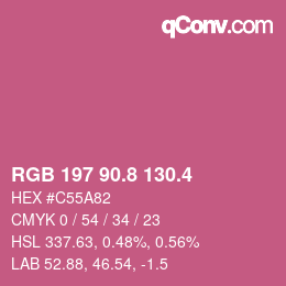 カラーコード: RGB 197 90.8 130.4 | qconv.com