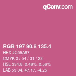 カラーコード: RGB 197 90.8 135.4 | qconv.com