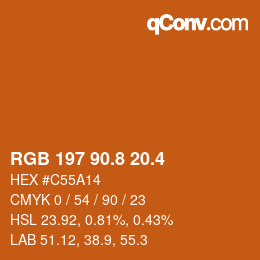 カラーコード: RGB 197 90.8 20.4 | qconv.com
